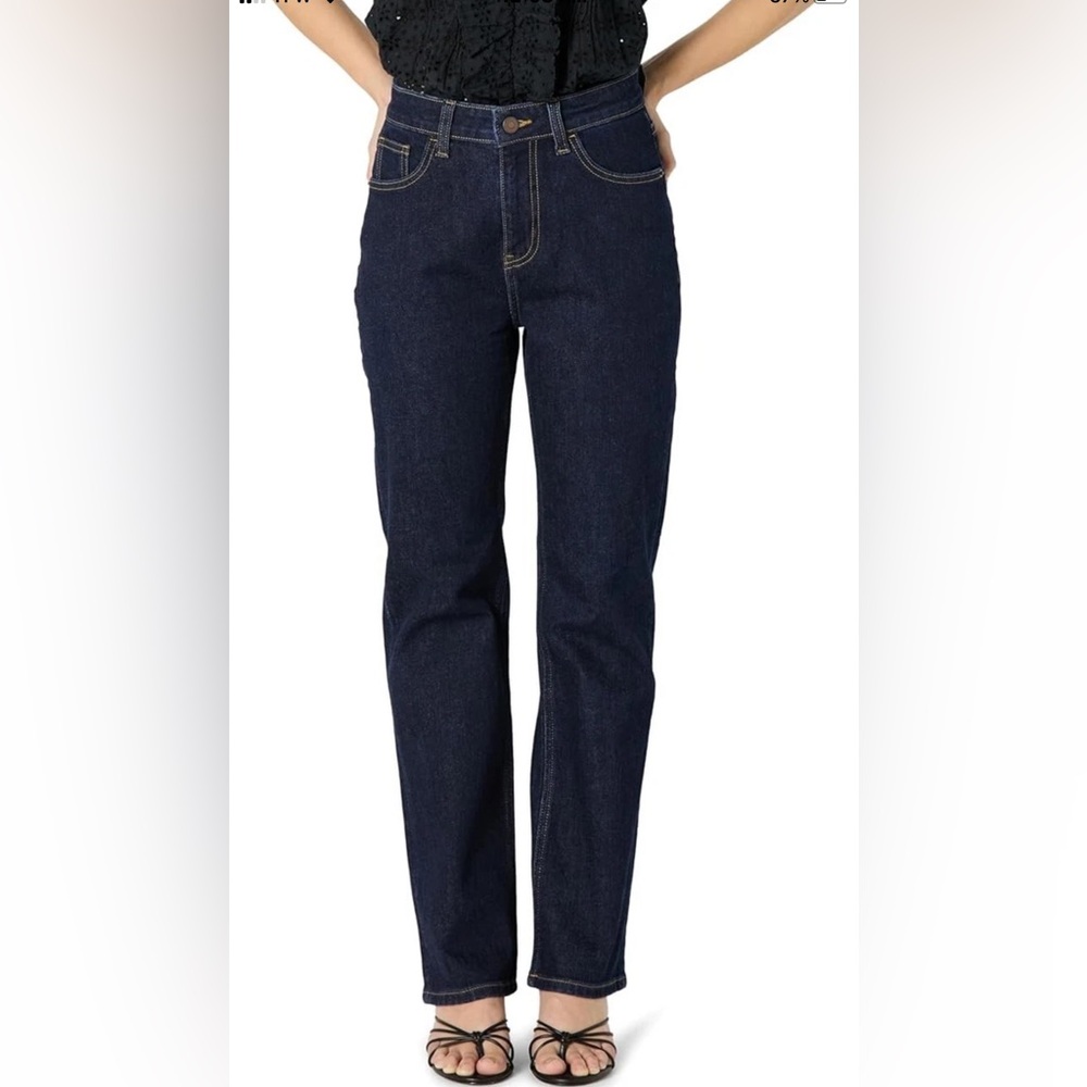 THE DROP Women's Janine Slim Straight Leg in Dark Indigo 27 NWT
